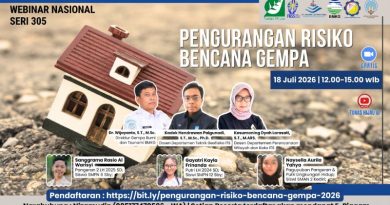 “Pengurangan Risiko Bencana Gempa” Webinar Nasional Seri#305, Sabtu 18 Juli 2026